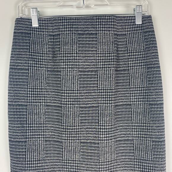 New Loft Gray Black Check Pencil Skirt Elastic Waist Womens Size Small - Picture 8 of 12